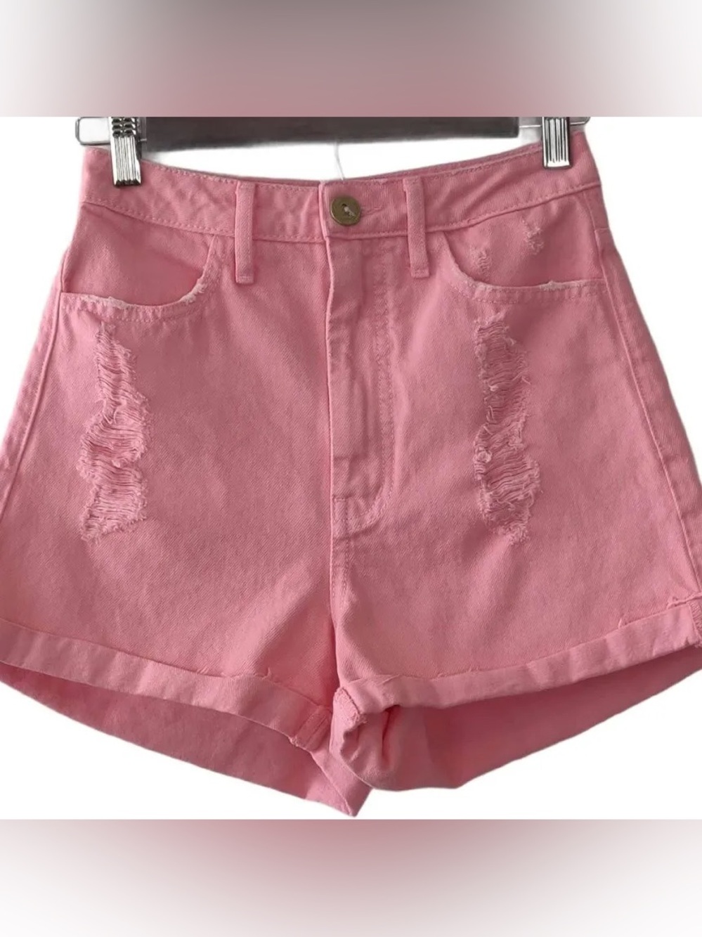 Show Me Your MuMu X Barbie Pink Embroidered High-Waist Jean Shorts size 26